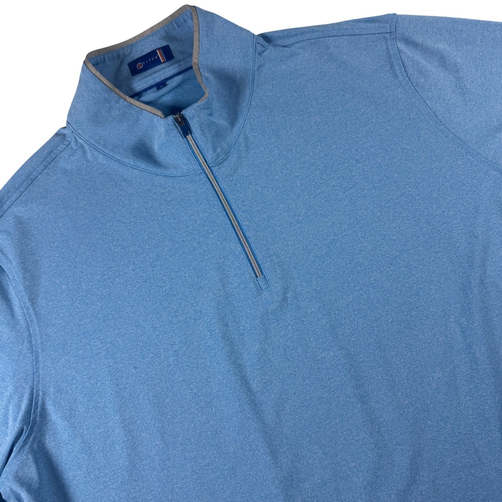 Stitch‎ Golf 1/4 Zip Pullover Mens XL Blue Heathered Performance Long Sleeve